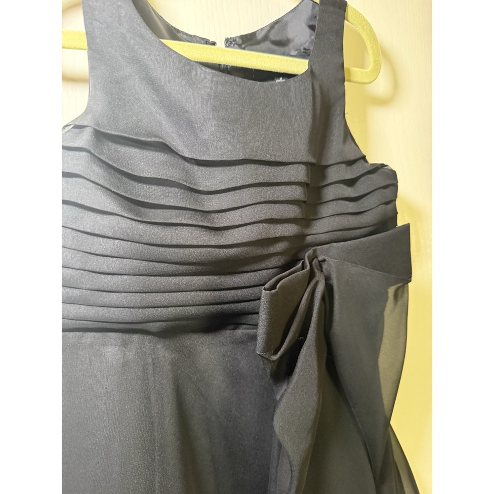 ABS Kids Girls Size 7 Black Chiffon Party Dress Bow Waist Sleeveless Special Occ - Picture 6 of 13